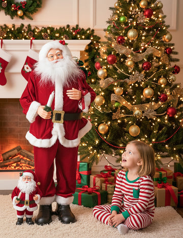 Animirani glazbeni ukras Djeda Mraza s pokretom, zvukom i svjetlom 90 cm