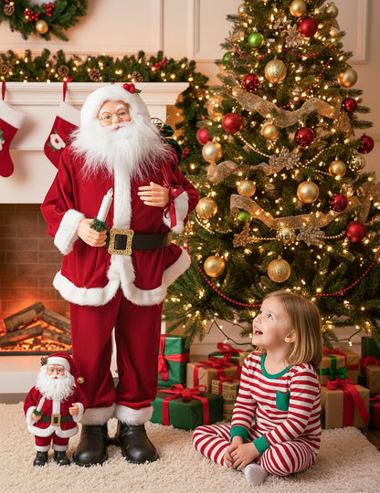 Animirani glazbeni ukras Djeda Mraza s pokretom, zvukom i svjetlom 90 cm