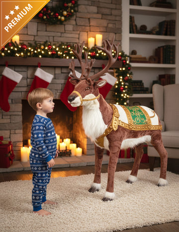 Animirani božićni ukras sa sobovima sa zvukom i pokretom 143 cm