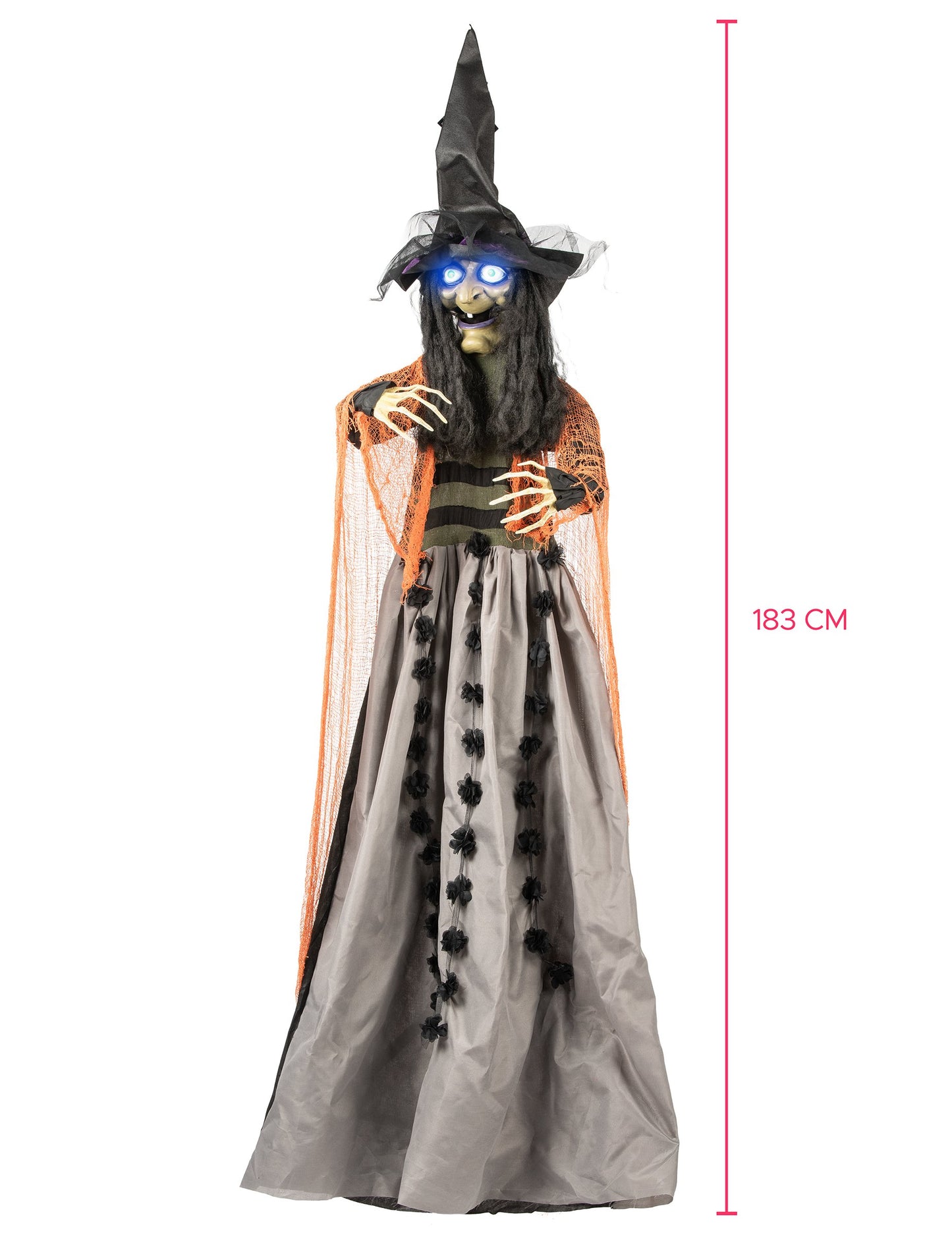 Animirana, zvučna i svjetlosna viseća vještičja dekoracija 183 cm