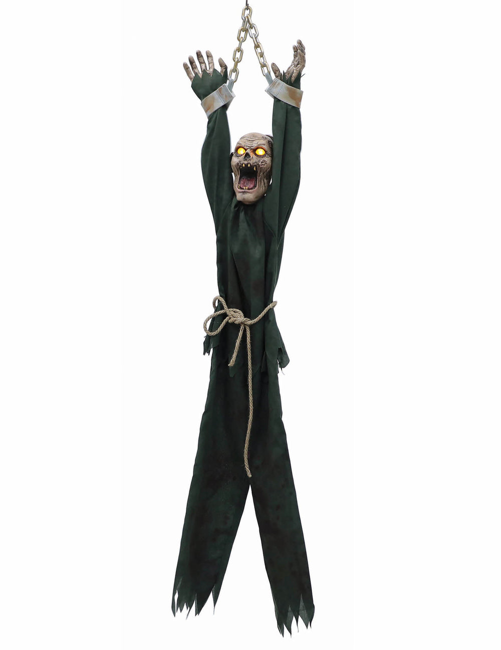 Décoration animée Zombie pour Halloween verte gigotante et tremblante avec yeux lumineux