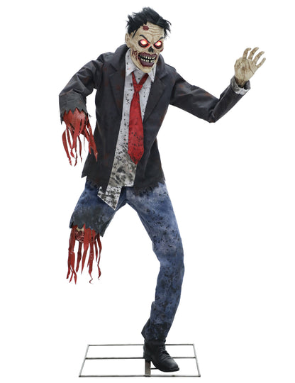 Animirana dekoracija slomljenog zombija sa zglobnim rukama, zvukom i svjetlima, 1,8 m