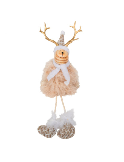 Drvena i krznena dekoracija jelena 15,5 cm 
