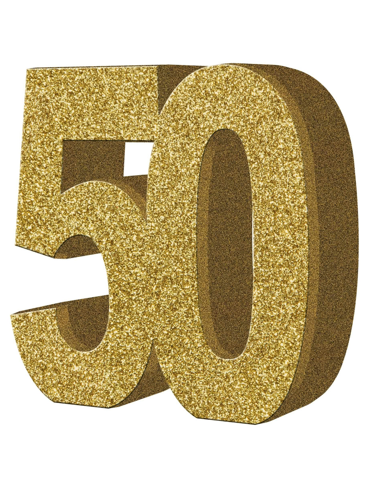 dekoracija stola 50 godina zlatna s glitterom