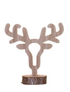 Décoration tête de cerf en bois sur rondin