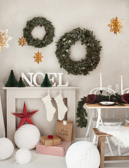 Ukras za božićno drvce od papira s uzorkom saća 15 cm zelena i zlatna