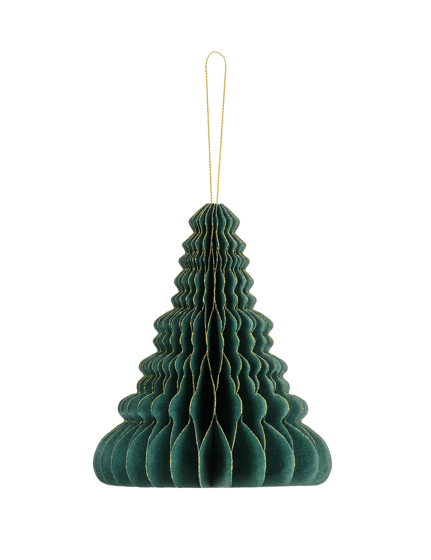 Ukras za božićno drvce od papira s uzorkom saća 15 cm zelena i zlatna