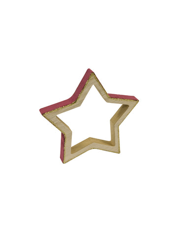 Dekoracija drvene zvijezde i burgundska baršuna sa sjajem 12 cm