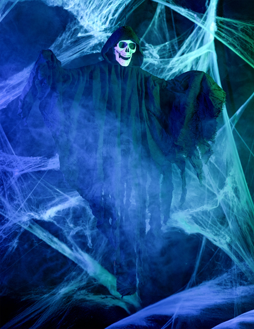 Mise en scène de la décoration faucheuse pour Halloween noire à suspendre