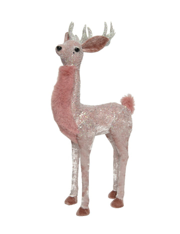 Prekrasan ružičasti ukras s jelenima 30 cm svjetlucava vila
