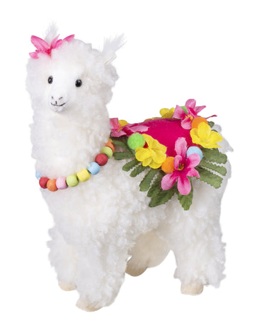 Dekoracija od bijele lame s cvijećem, 24 x 18 cm