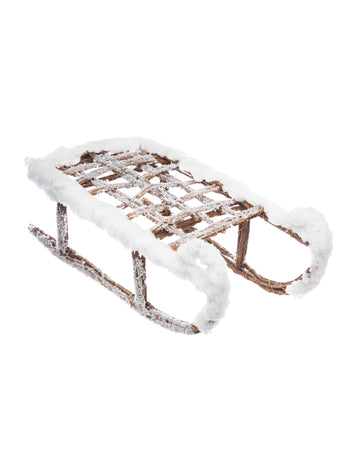 Décoration luge enneigée 37,5 cm en bois