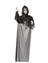 Décoration lumineuse moine suspendu pour Halloween noire et grise aux yeux rouges
