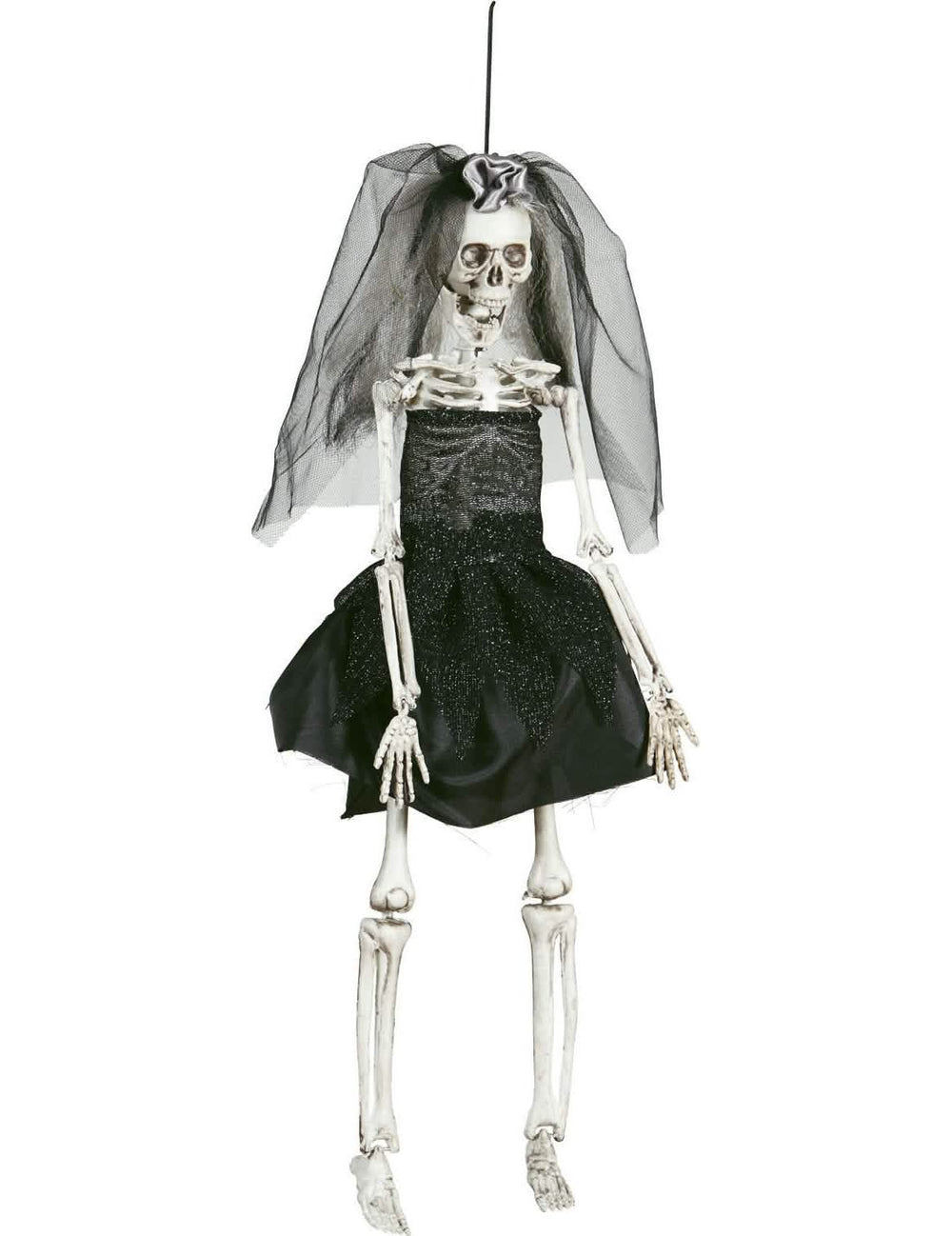 Crna dekoracija mladenke za halloween s haljinom kostura i velom od tila