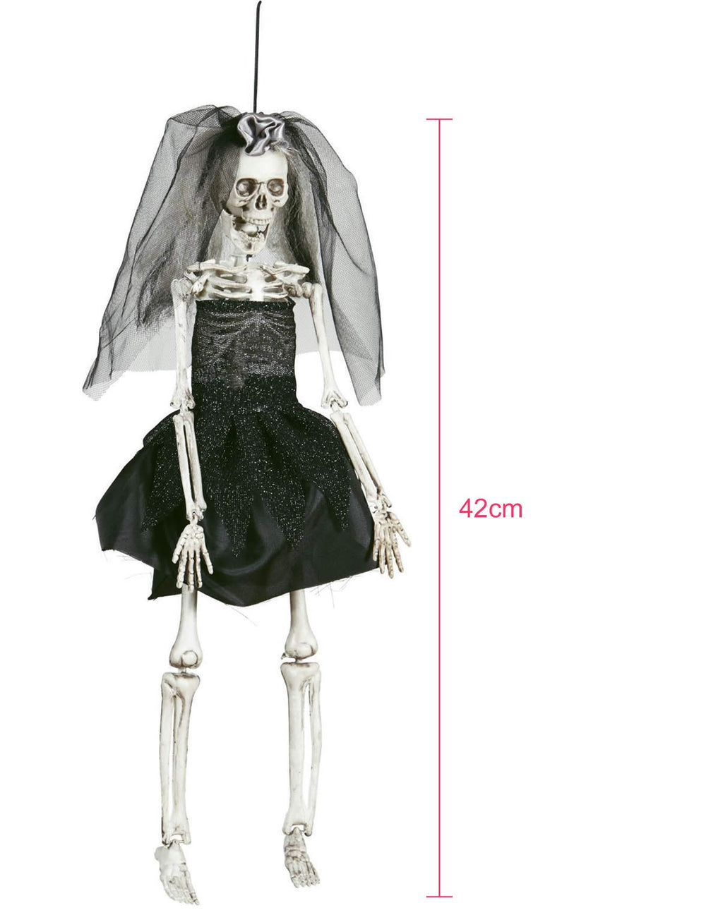 Prednji pogled na crnu dekoraciju mladenke za halloween