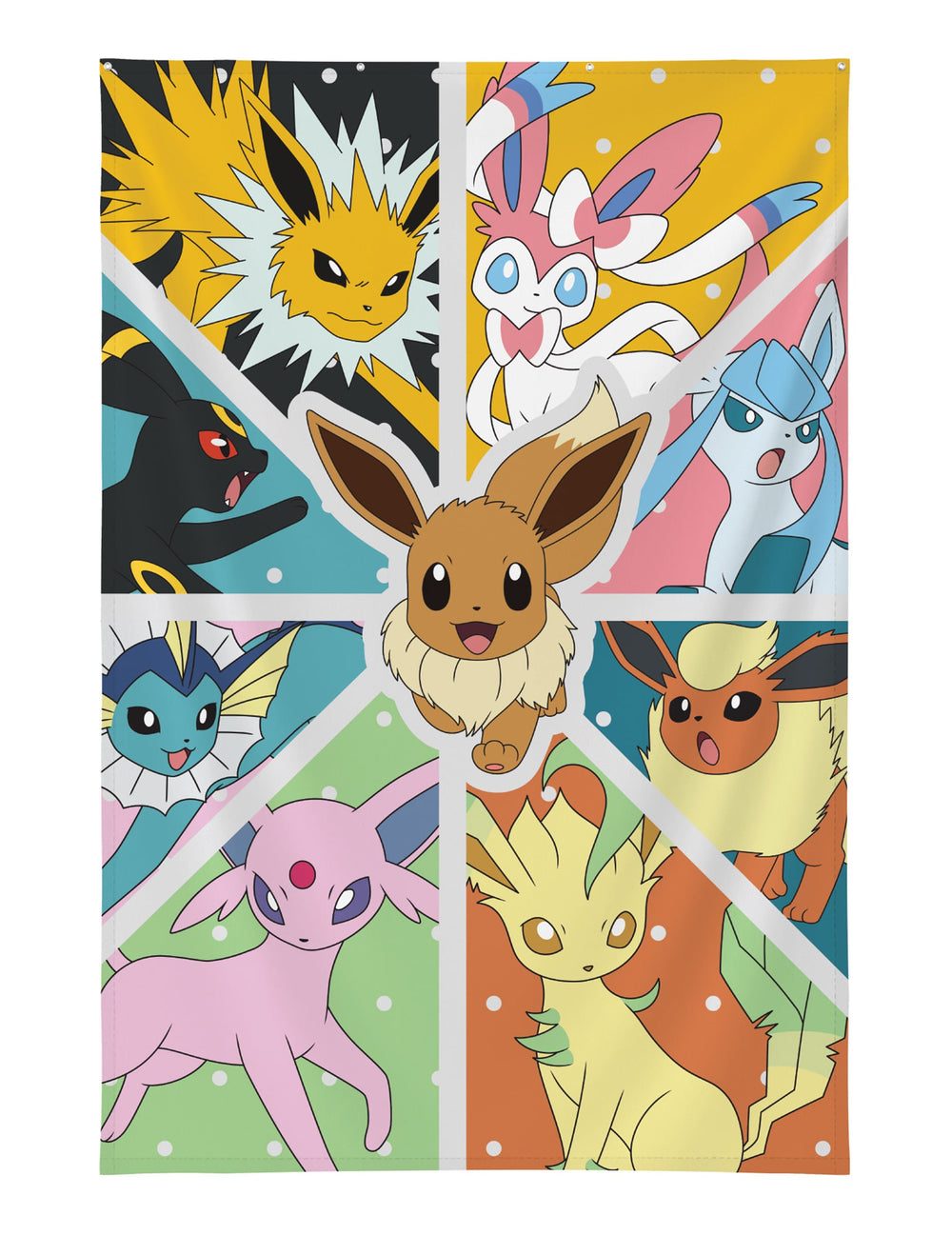 Décoration murale Pokémon Évoli Transformations multicolore avec œillets métalliques