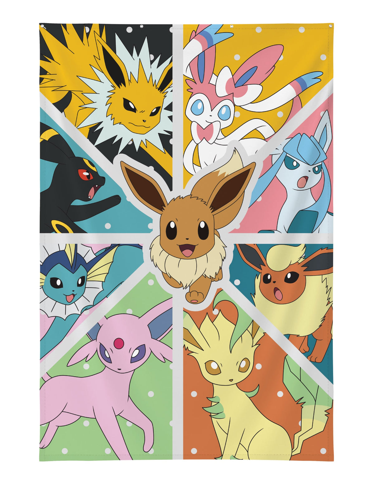 Décoration murale Pokémon Évoli Transformations multicolore avec œillets métalliques