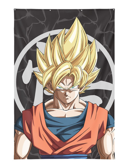 Zidna dekoracija Son Goku Super Saiyan Dragon Ball Z™ 125×85 cm s metalnim ušicama 