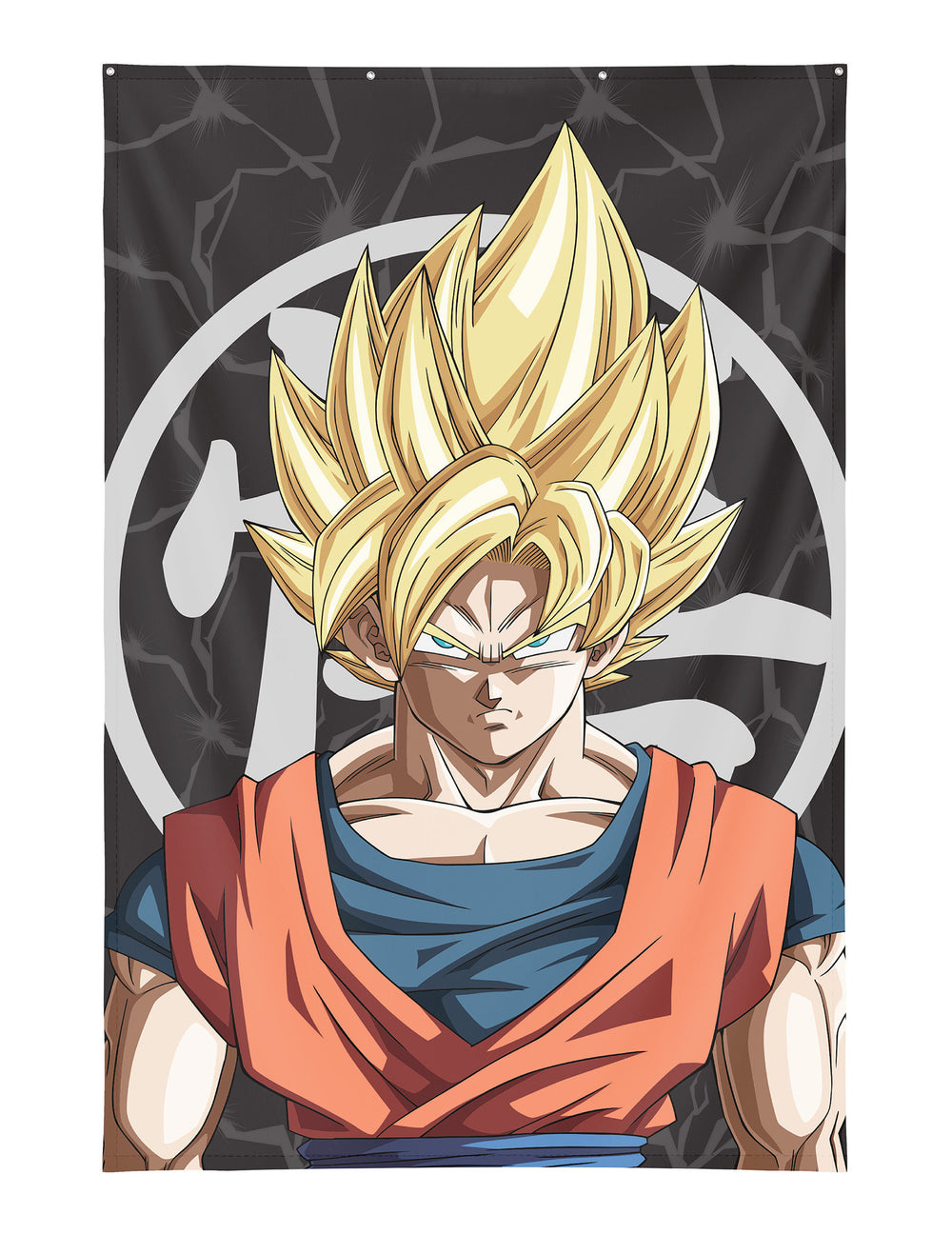 Décoration murale Son Goku Super Saiyan Dragon Ball Z pour fan orange et bleu avec œillets métalliques