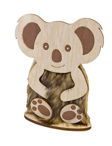 Mali drveni i krzneni ukras koale, 15,5 x 8 cm