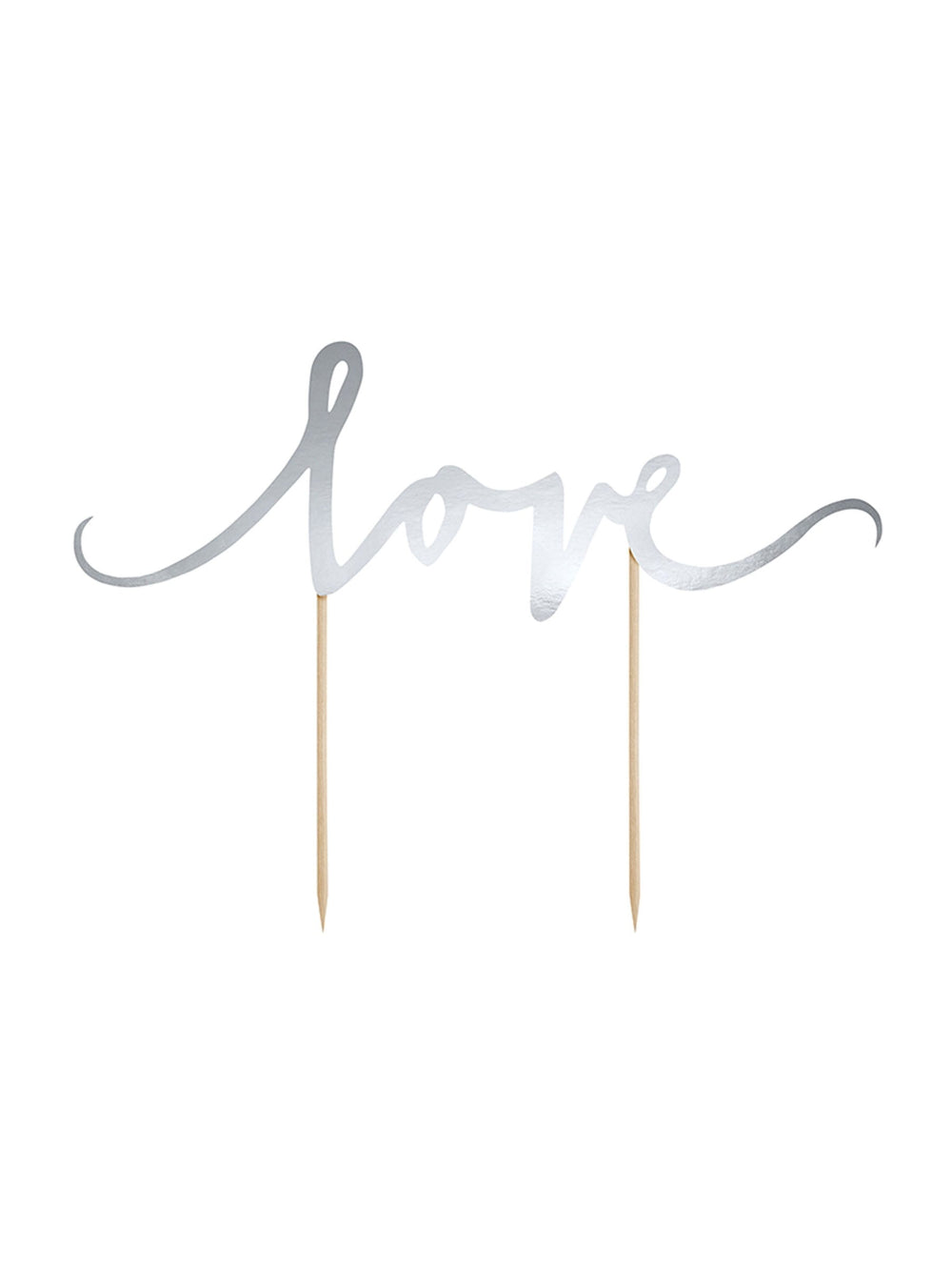 Décoration pic pour gâteau love pour fête argent brillant