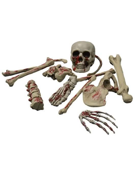 Dekoracija kostura za halloween, krvava bež i crvena