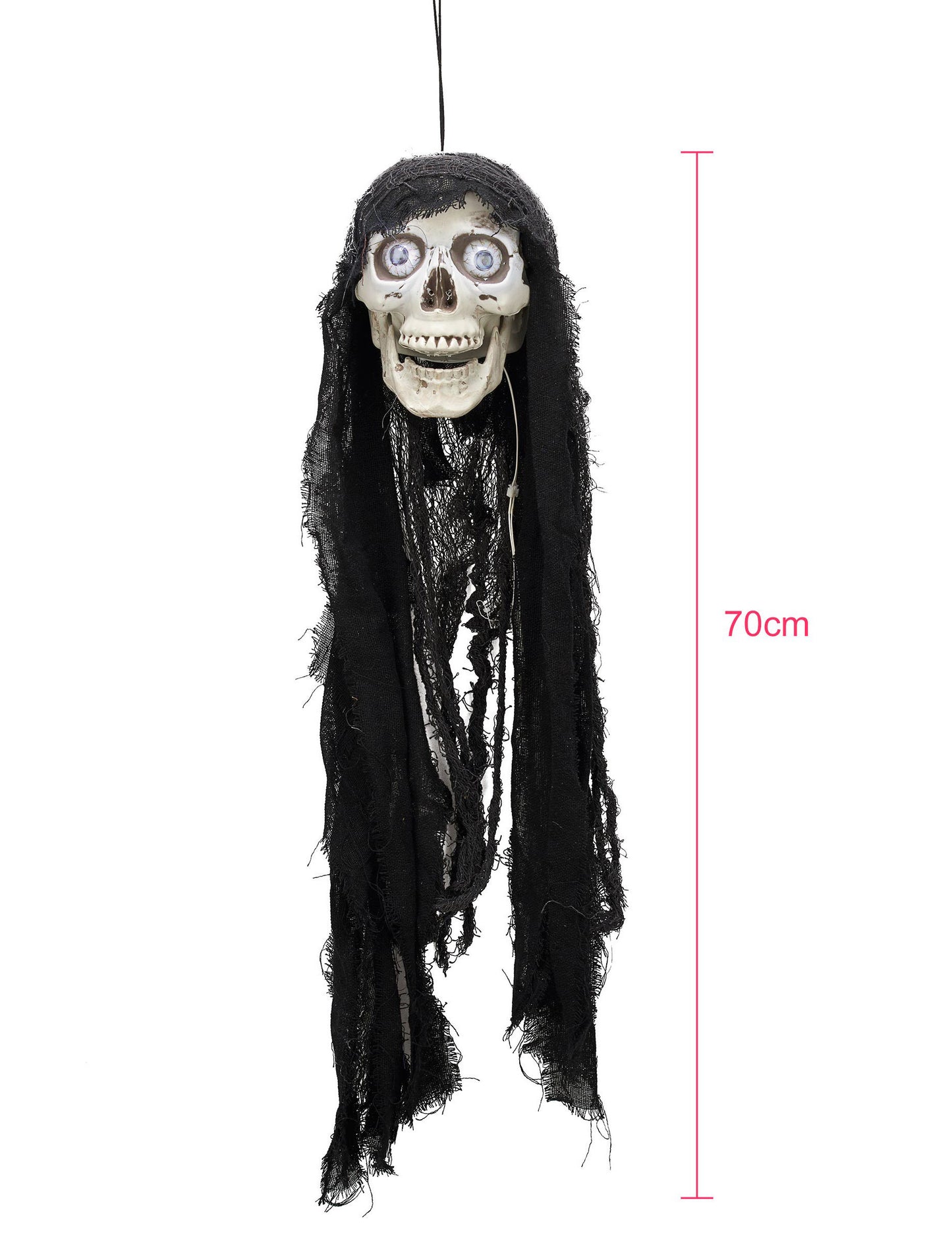 Svjetlosni i zvučni animirani ukras lubanje 70 cm