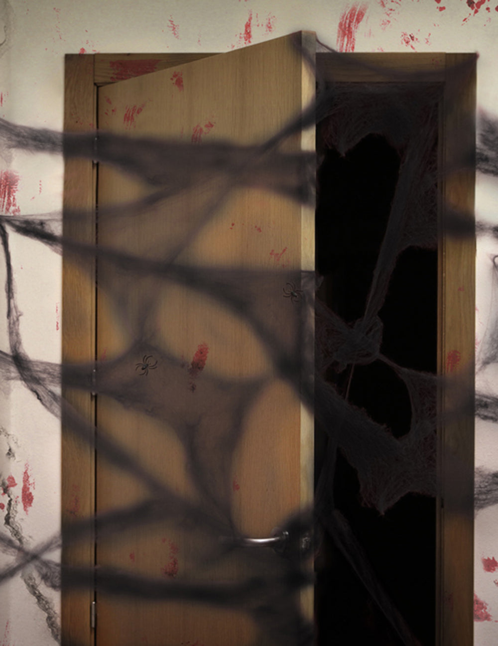 Décoration toile d'araignée pour Halloween noire avec araignées