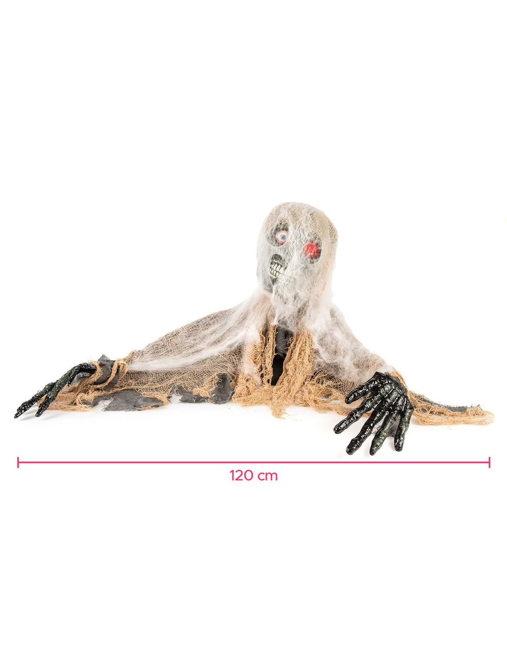 Pogled sprijeda i raspon animiranog halloween ukrasa zombiji