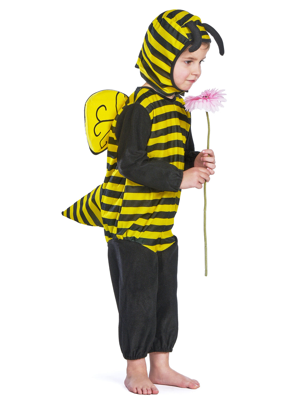 Vue de profil avec ailes et dard du déguisement abeille