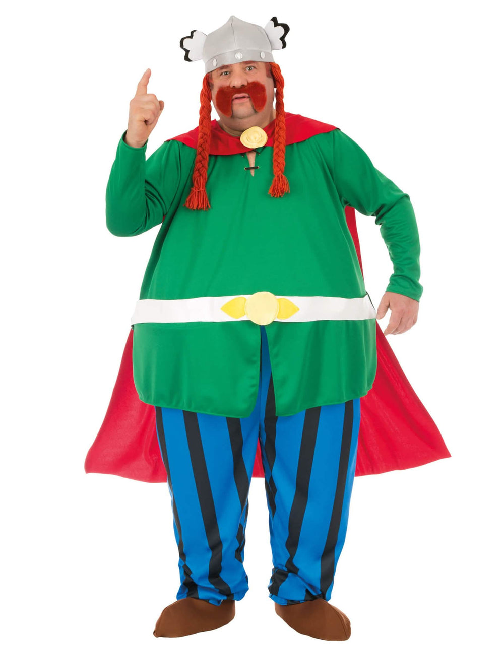 Kostim Abraracourcix Asterix i Obelix za odrasli zelena i crvena s prugastim pantalonama plava i kacigom