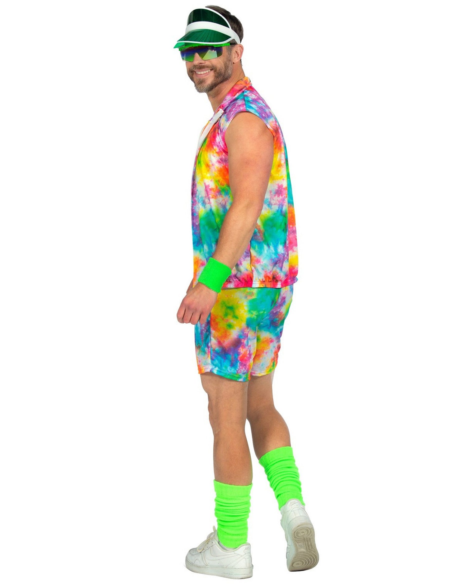 Muški neonski višebojni kostim za aerobik s tie-dye uzorkom