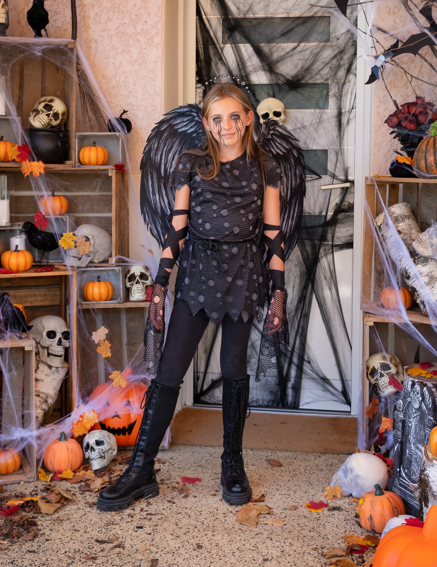 Gotički anđeo kostim crno luksuzno dijete