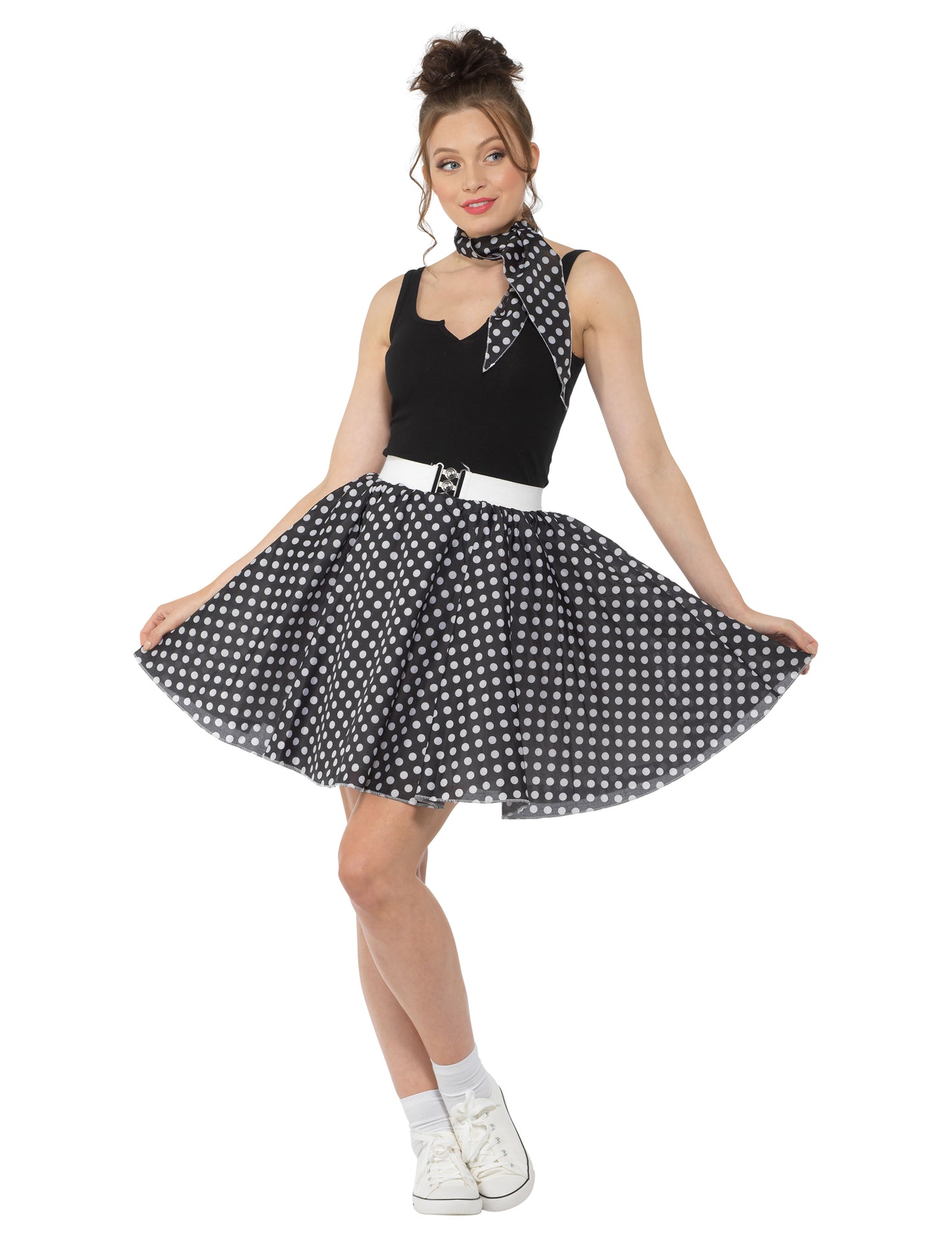 Kostim iz 1950 -ih crno sa ženskim graškama