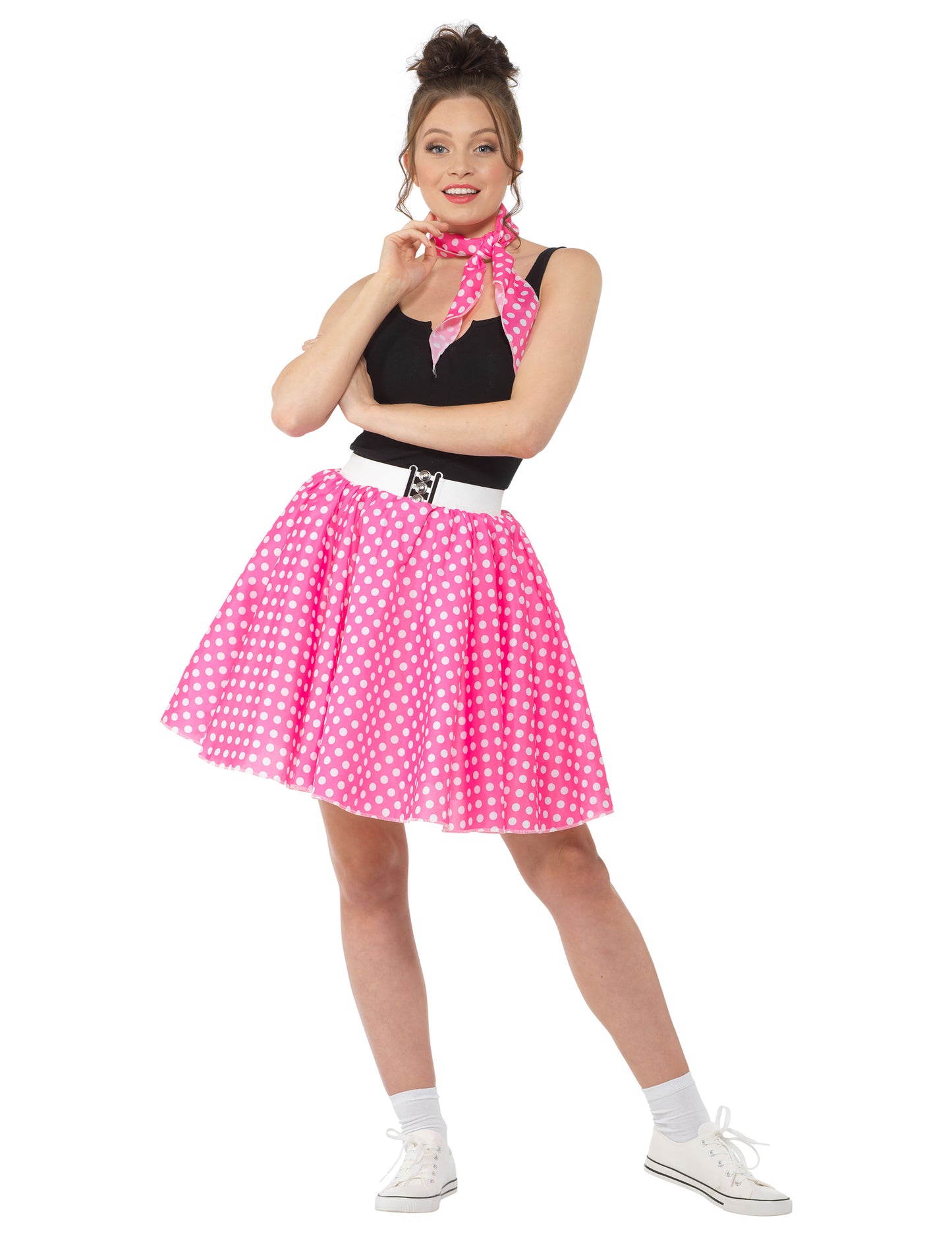 1950 -ih prerušena ružičasta sa ženskim graškama