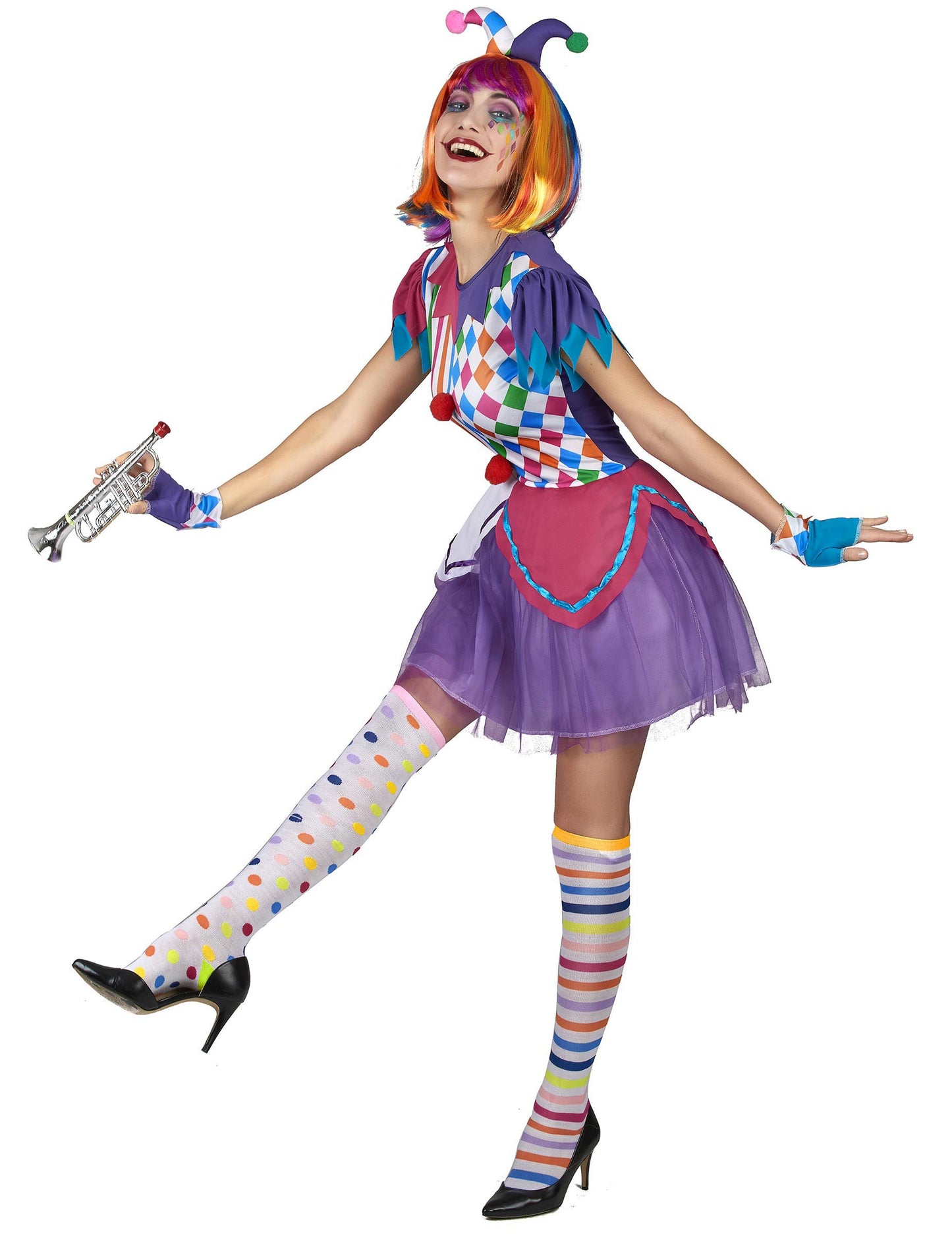 Harlequin kostim šarene pompane žene