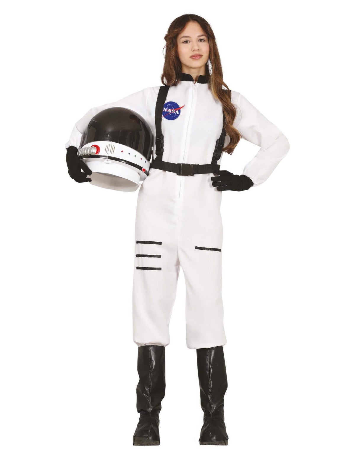 Pogled sprijeda na bijeli kostim astronauti za tinejdžer