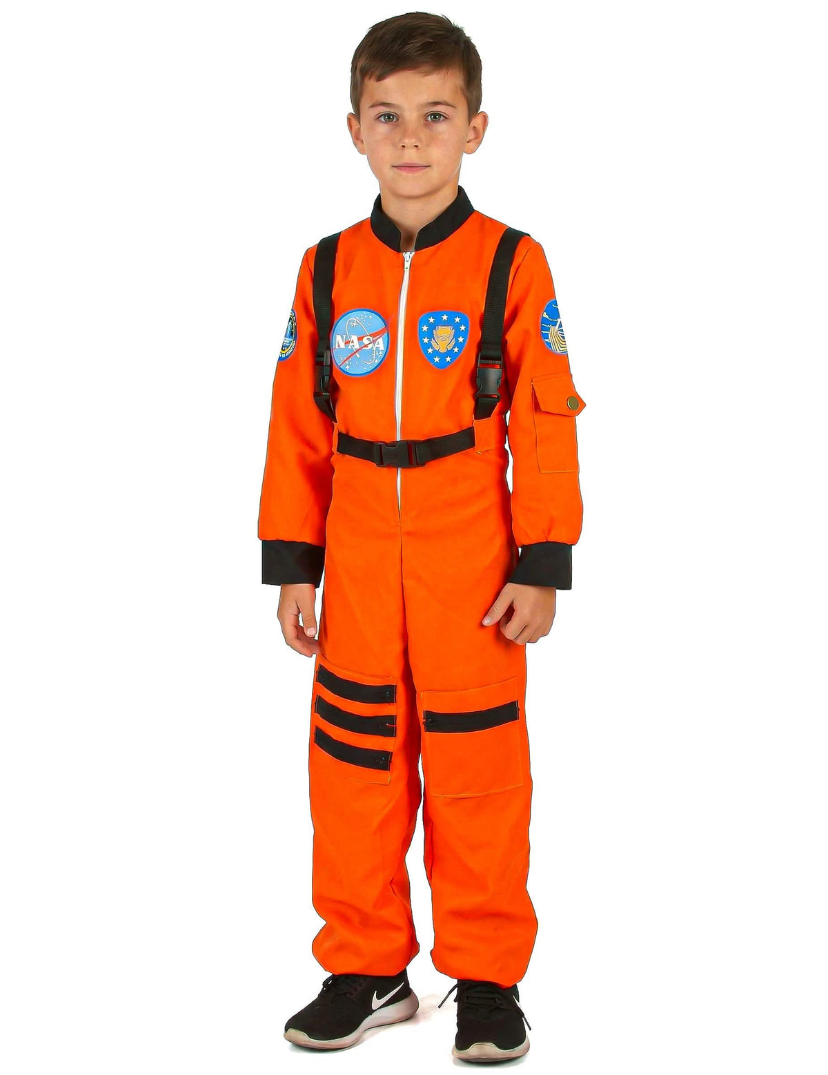 Prednji pogled na narančasti kostim astronauti za dječak