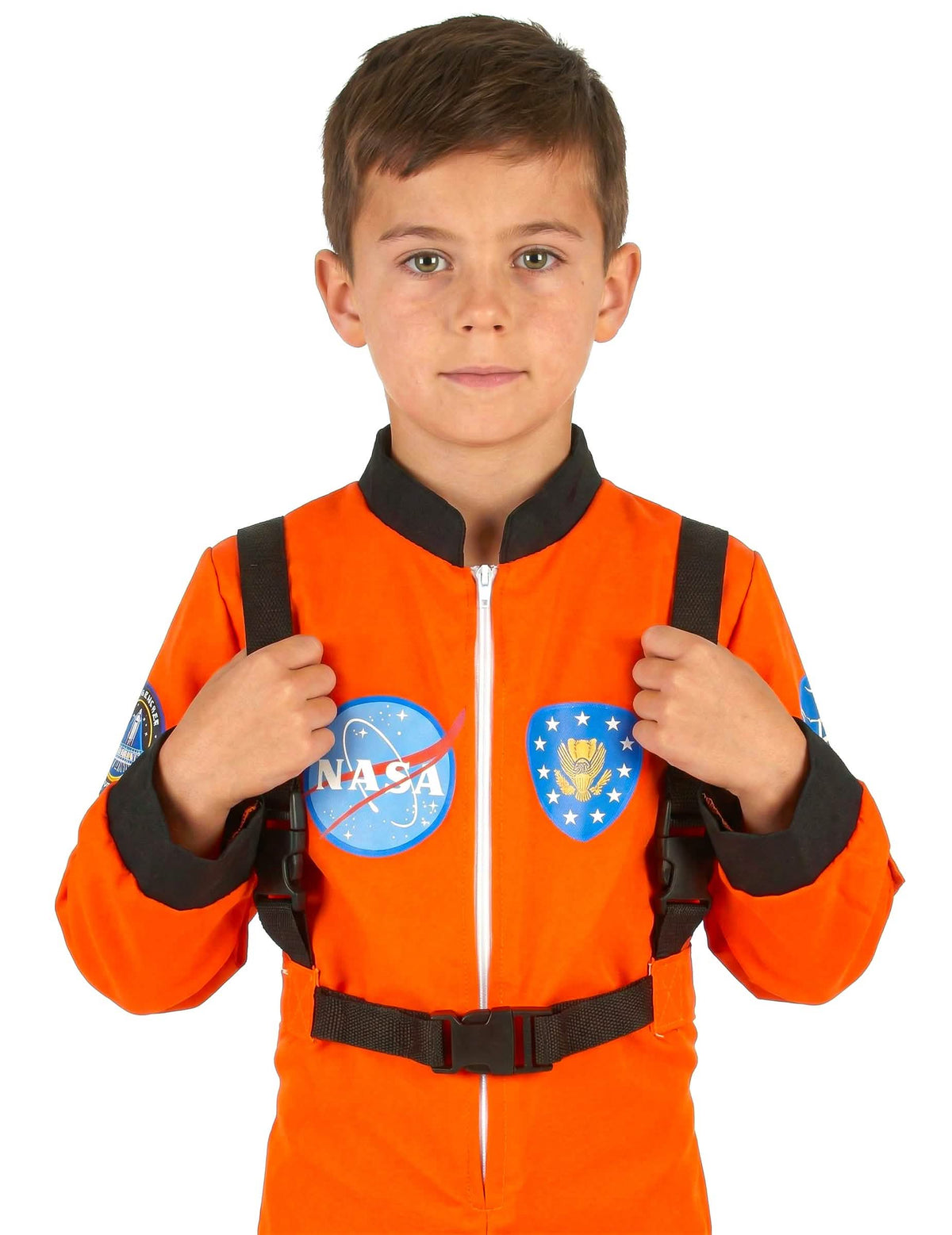 Krupni plan na ambleme i pojas za pričvršćivanje kostima astronauti
