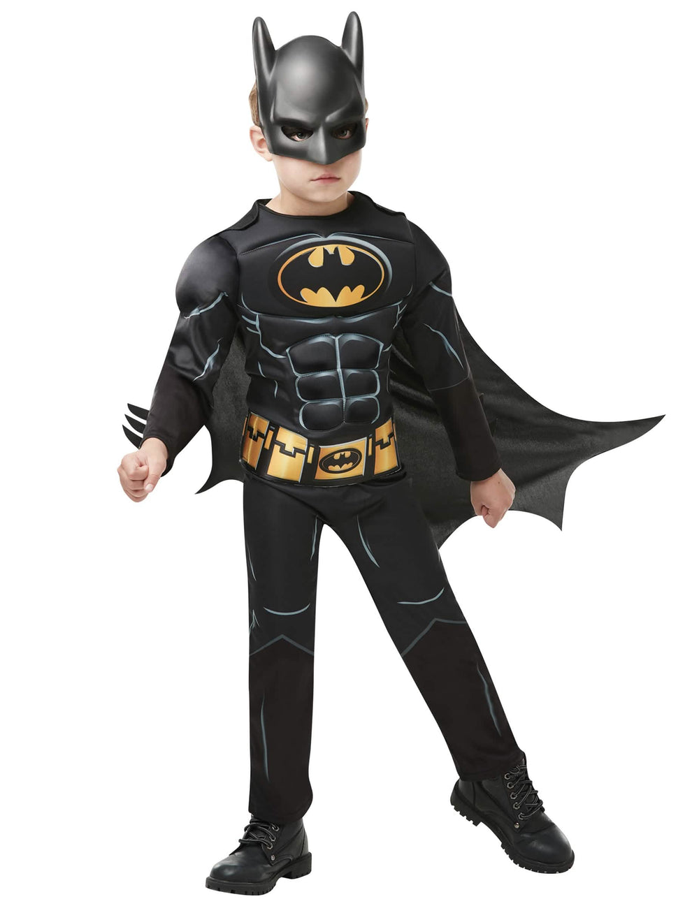 Kostim s maskom Batman luksuz za dječak crna s mišićavim torzom i žuta pojas