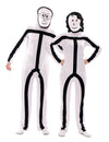 Déguisement Stickman pour adulte blanc et noir avec masques