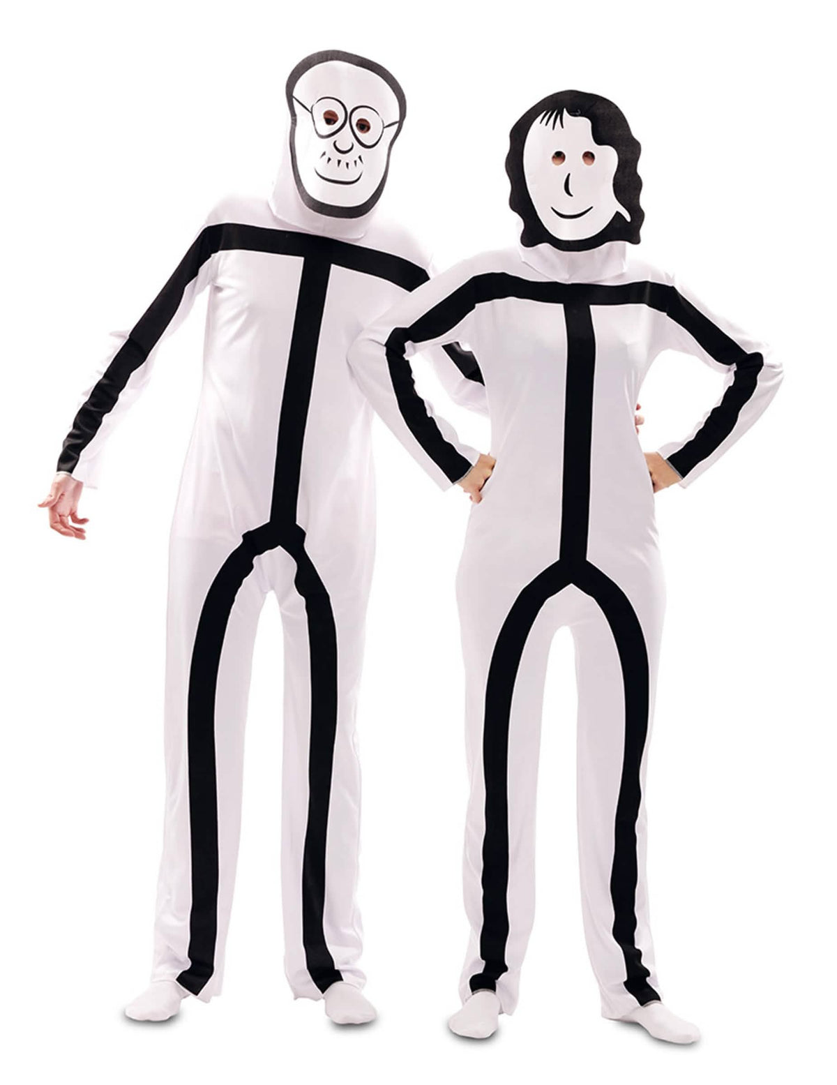 Kostim Stickman za odrasli bijela i crna s maske