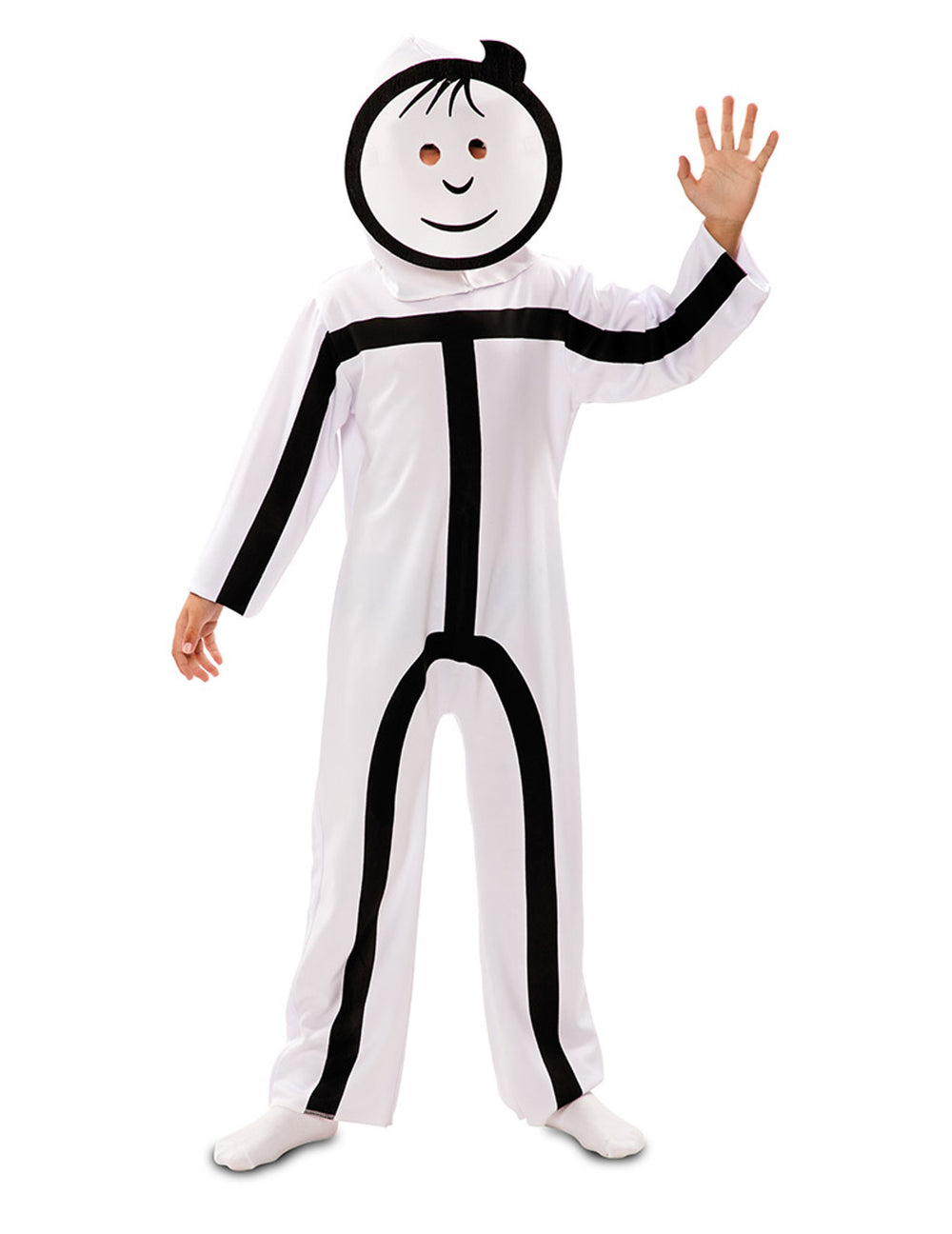 Déguisement Stickman pour enfant blanc et noir avec masque