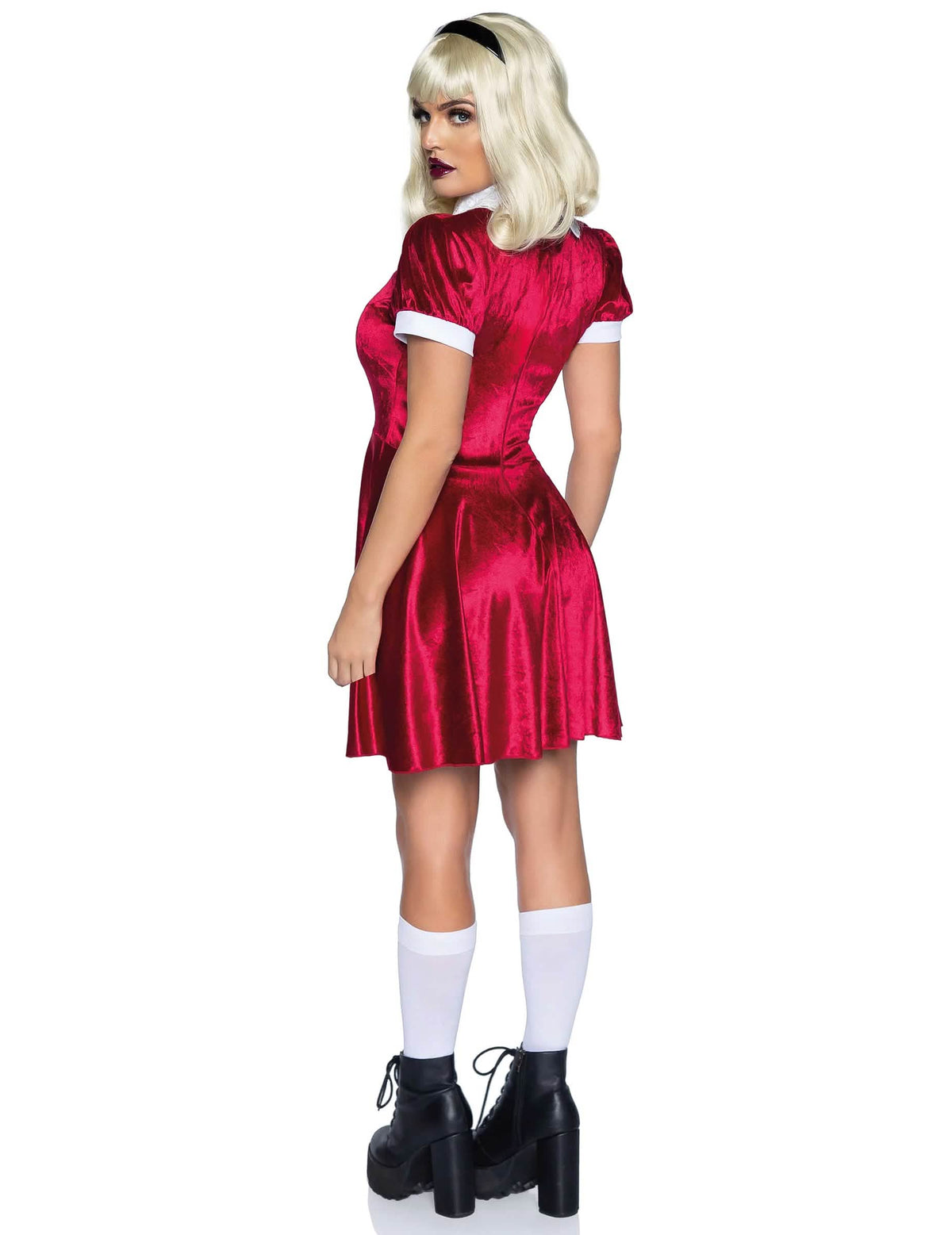 Stražnji pogled na crveni baby doll kostim