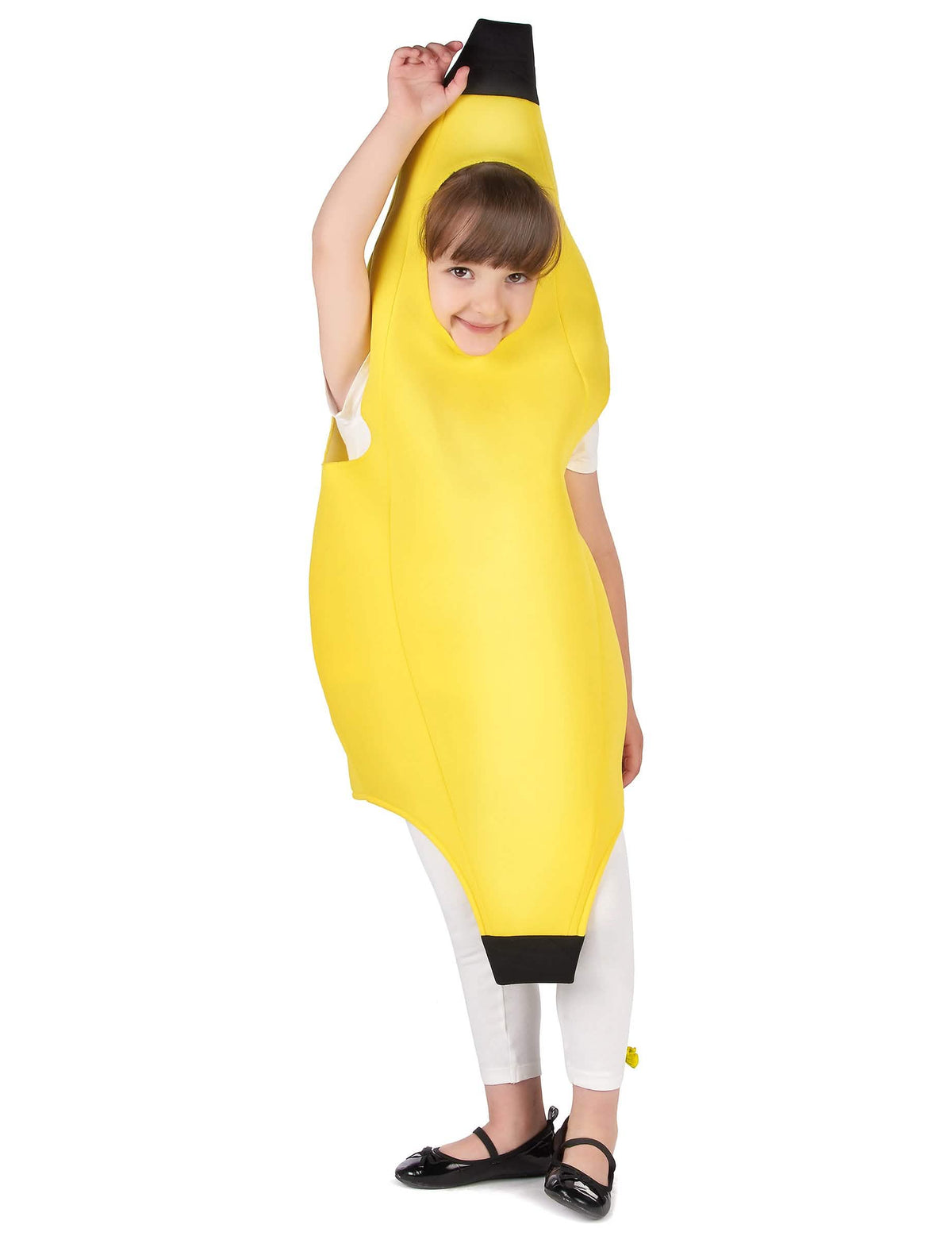 Prednji pogled s podignutom rukom na dječji kostim banana