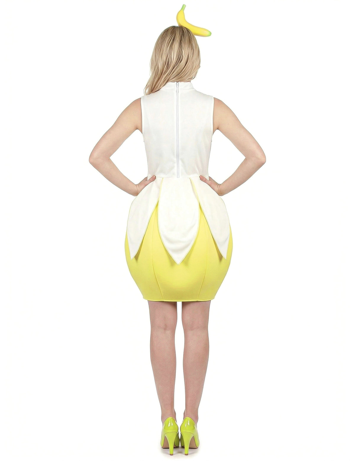 Vue de dos du déguisement de banane pour femme