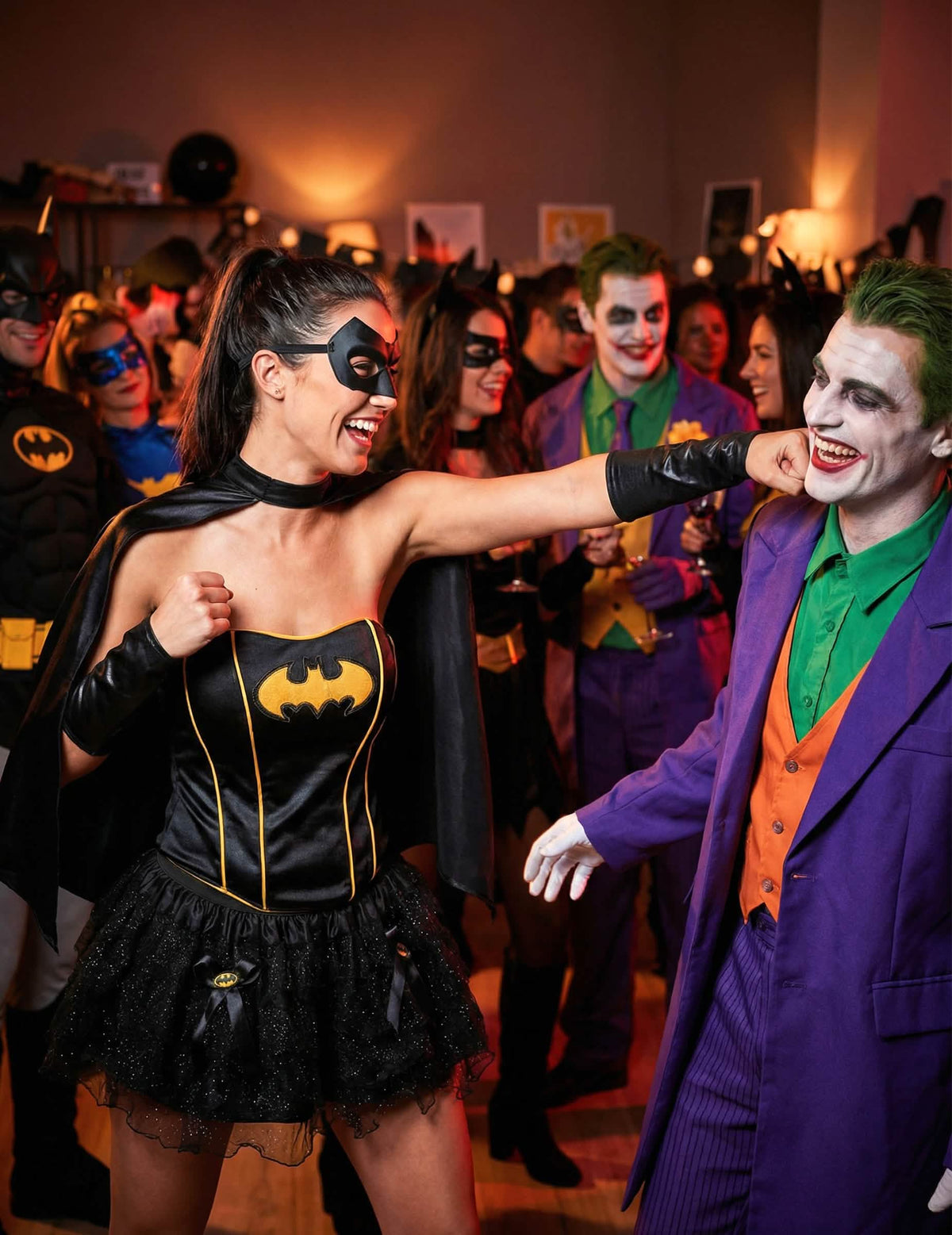 Poziranje s Jokerom u seksi kostimu Batgirl™ za ženu