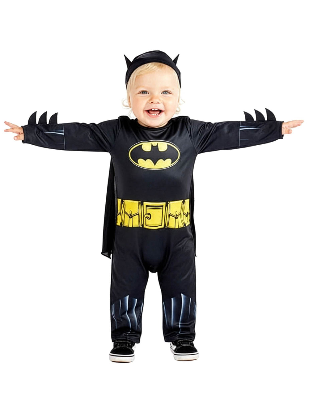 Prednji pogled s raširenim rukama kostima Batman™ za bebu