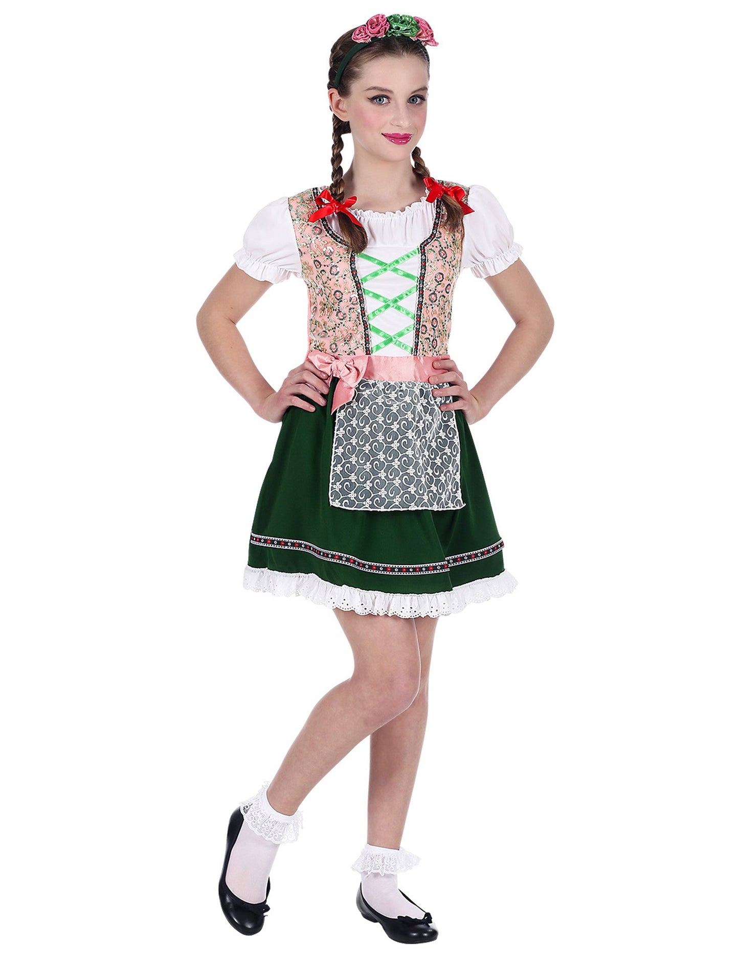 Djevojke ružičaste i zelene bavarske kostime