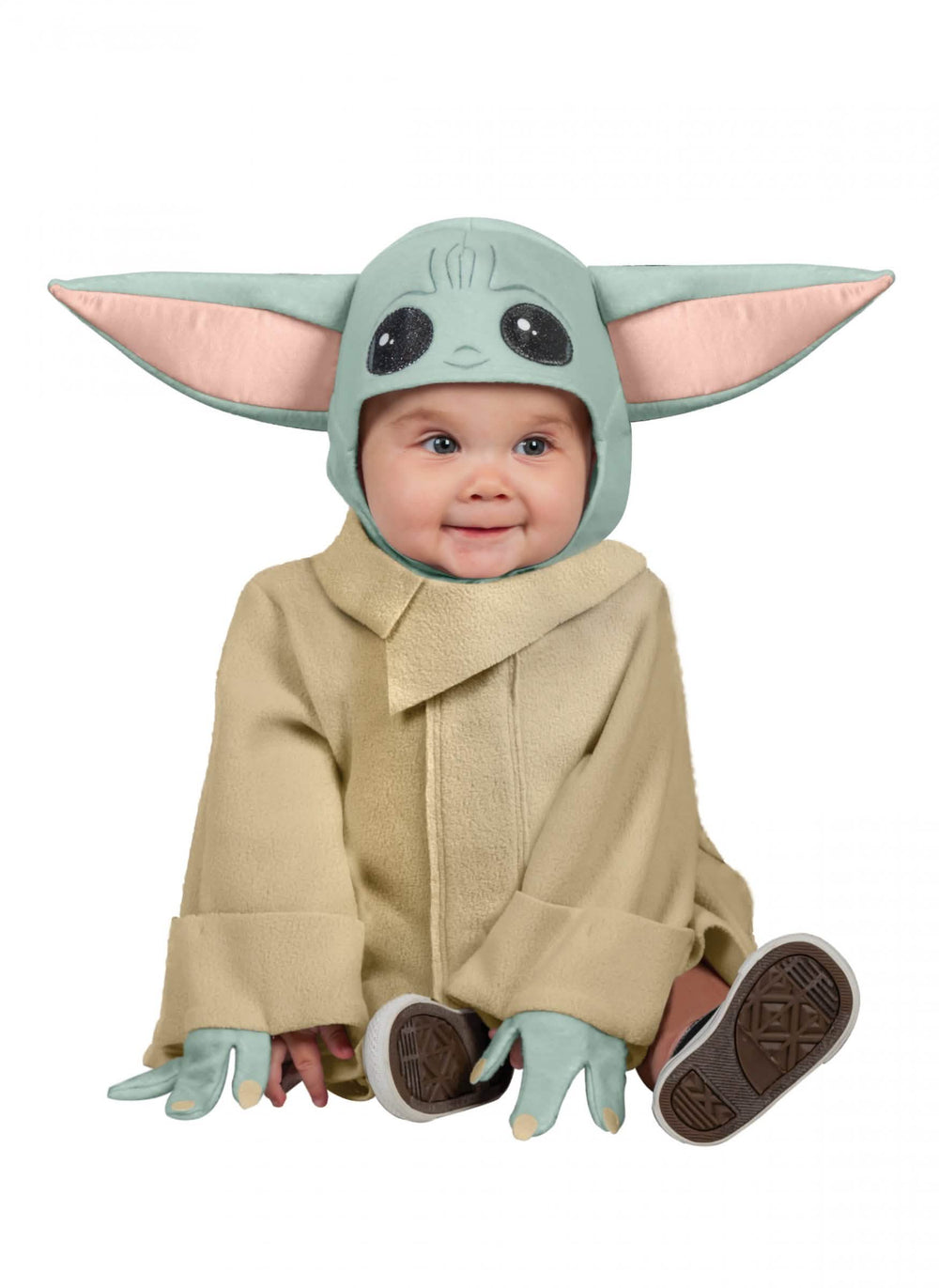 Kostim beba Yoda za bebu The Mandalorian Star Wars zelena i bež s kapuljačom s ušima